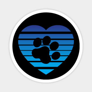 Cat Paw Heart Valentine - Dark Blue Gradient Magnet